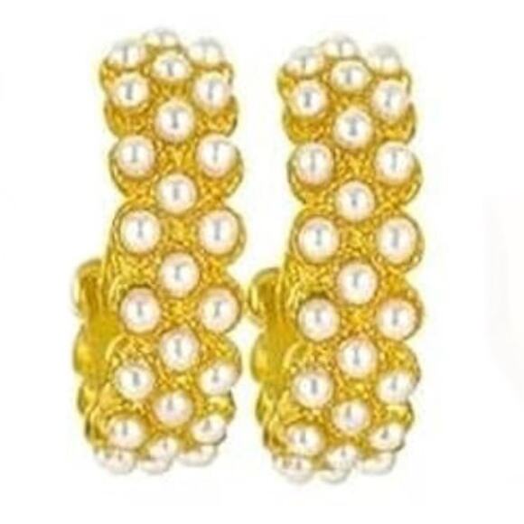 Pearl Hoop Earrings - Picture 1 of 1